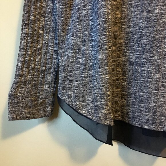 Canadian Made Navy and White Heathered Ribbed Bilayer Box Pleat Shirt - Picture 4 of 16